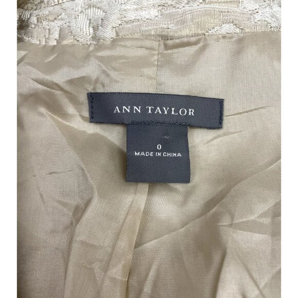 ANN TAYLOR Floral Blazer Top Womens Jacket Size 0 Cream Beige Two Button - Picture 5 of 11